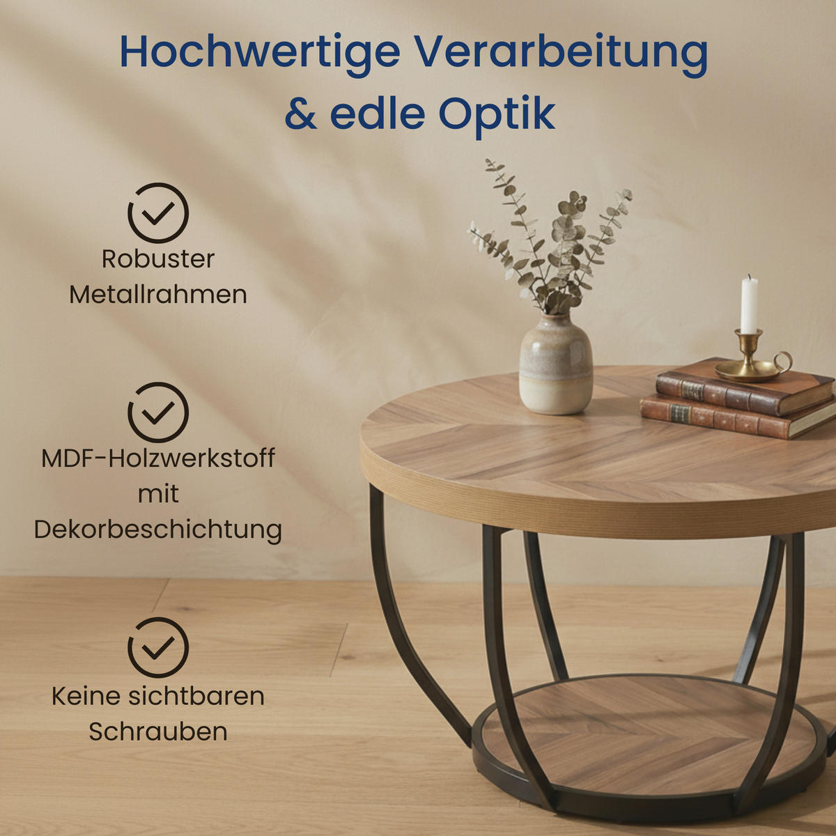 COUCHTISCH 80 cm Breite in Eiche Dunkel - Eichefarben, Holzwerkstoff (80/80/45.5cm) - Home Collective