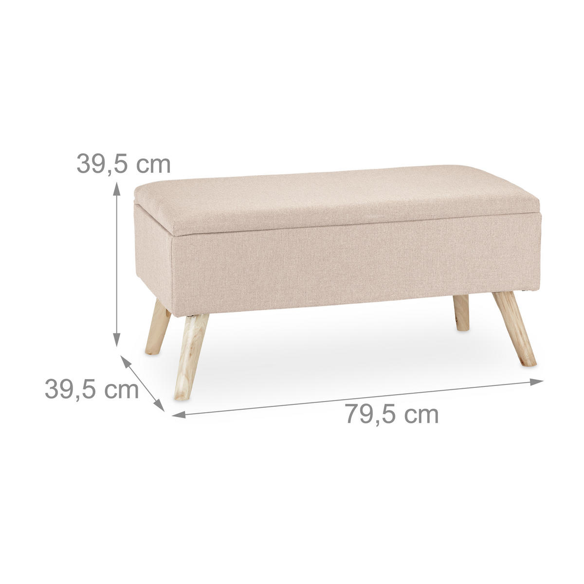 SITZBANK - Beige, Holz/Holzwerkstoff (79.5/39.5/39.5cm) - Relaxdays