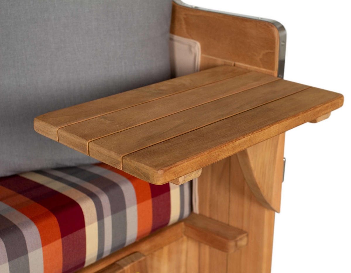 STRANDKORB XXL Düne Grande Teak Banana - Rot/Braun, Metall (142/170/95cm) - Mr. Deko