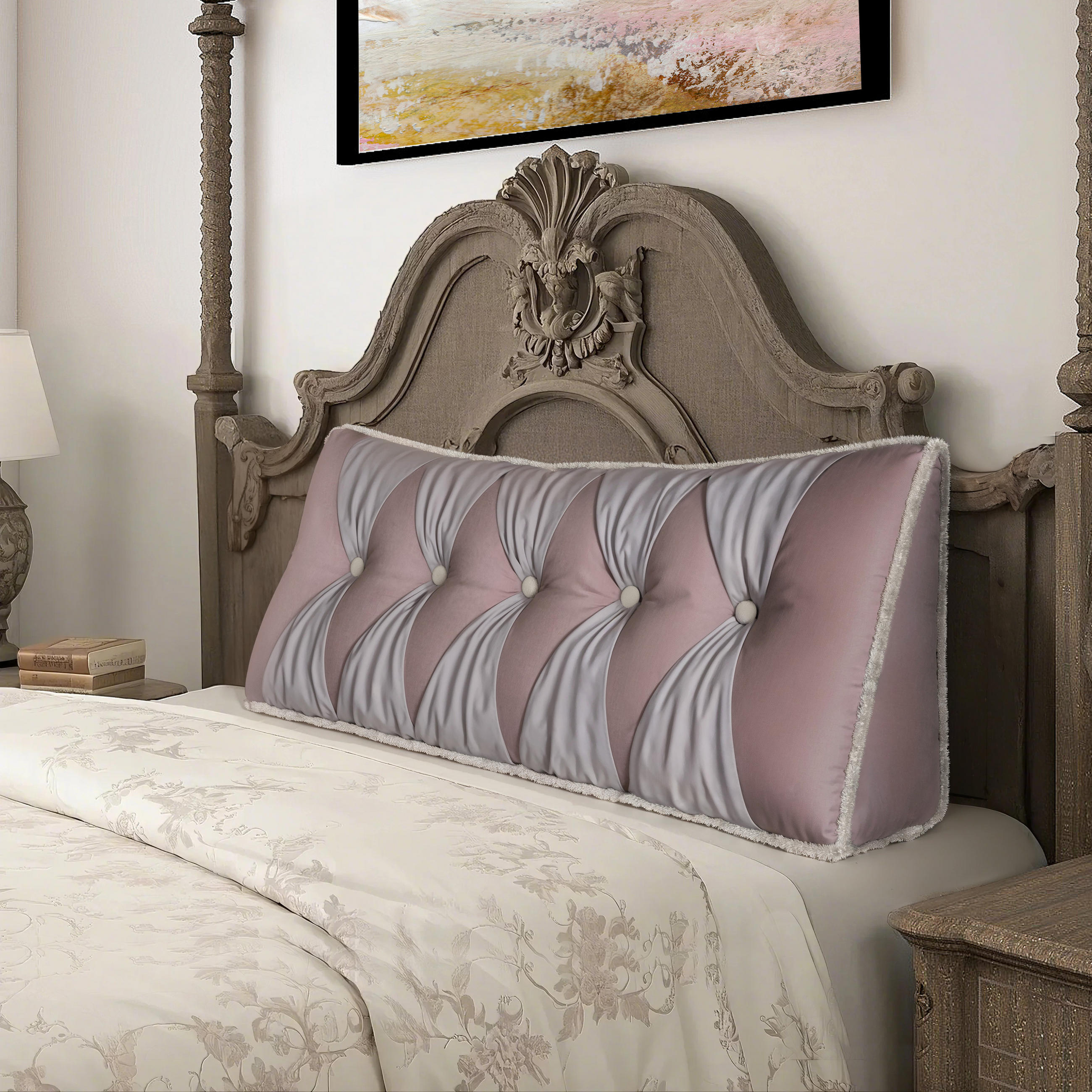 RÜCKENKISSEN Samt Ergonomisches Design Rosa 140cm - Pink, Textil (24/140cm) - Vercart