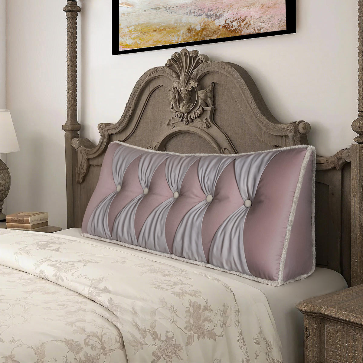 RÜCKENKISSEN Samt Ergonomisches Design Rosa 140cm - Pink, Textil (24/140cm) - Vercart