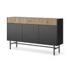 SIDEBOARD Dinley 3T 3S Schwarz, Braun 155/89,4/39 cm – mit langen Beinen und Lamellenfront - Schwarz/Braun, Holzwerkstoff/Metall (155/89.4/39cm) - AX Living