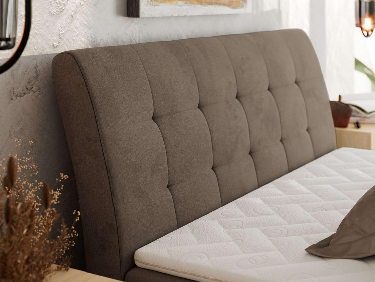 BOXBETT DAGOS 160/200 - Braun Velvet - H3 - Topper T25 - Braun, Textil (160/200cm) - MKS