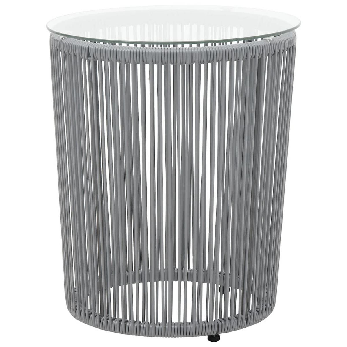 BISTROSET mit 2 Sessel und Kissen, aus PE-Rattan, in Grau, 3-teiliges Set - Grau, Kunststoff - vidaXL