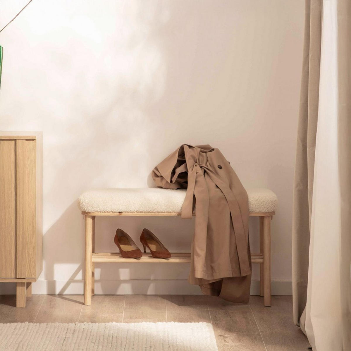 BANK Enise Weiß 90 cm x 46 cm - Weiß, Textil (90/46/35cm)