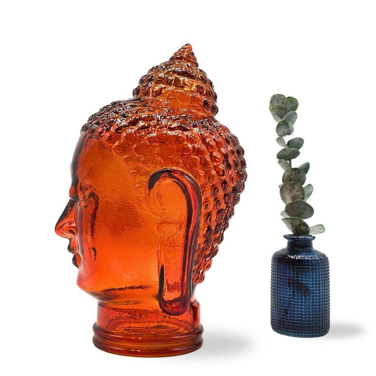 DEKO GLASKOPF THAI BUDDHA Glas, 30 cm Höhe T04 hot orange - Dunkelorange, Glas (19/30/19cm) - DESIGN DELIGHTS