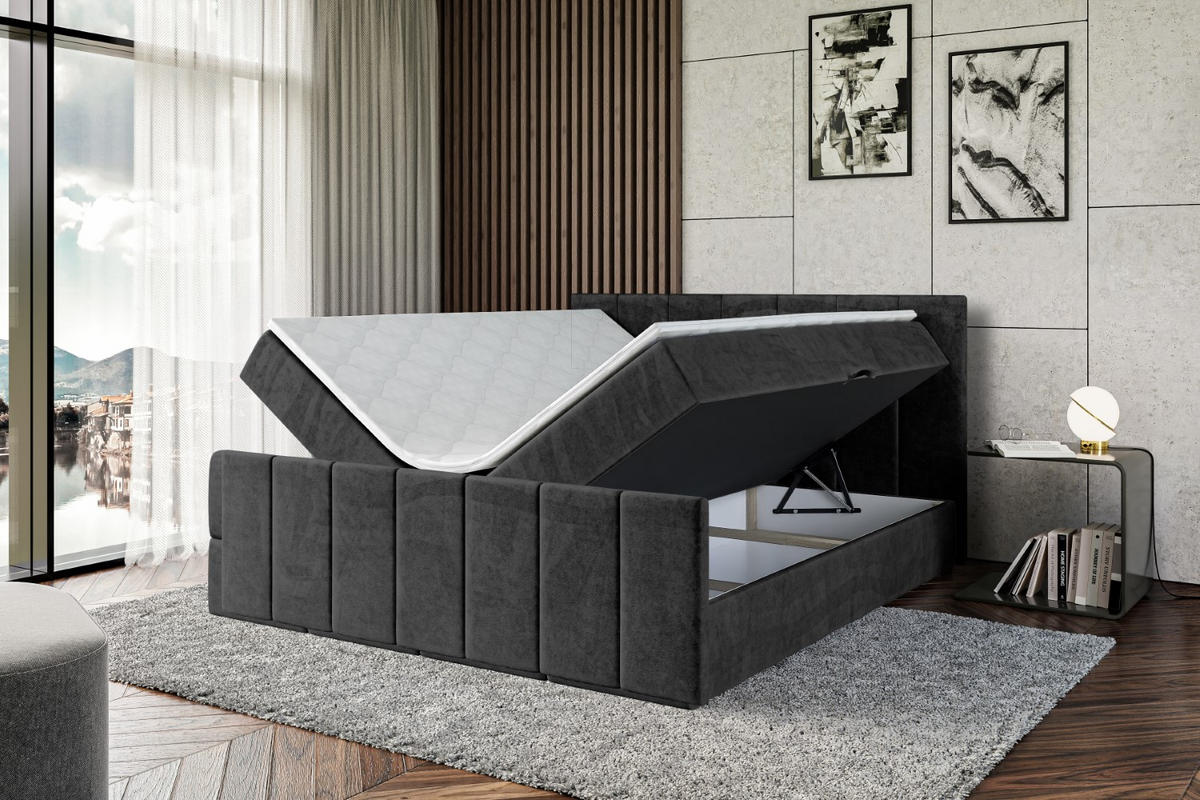 BOXBETT MOETI-Z - 180x200 cm - H4 - Schwarz - Schwarz, Holzwerkstoff (180/200cm) - ALTDECOR