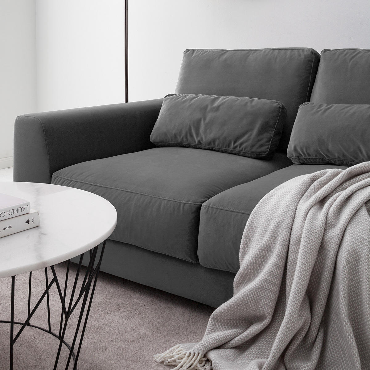 2-SITZER SOFA - Schwarz/Grau, Kunststoff/Textil (182/80/117cm) - home24