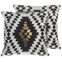 DEKOKISSEN 2er-Set Schwarz-Weiß 45/45 cm Coleus - Schwarz, Naturmaterialien/Textil (45/45cm) - Beliani