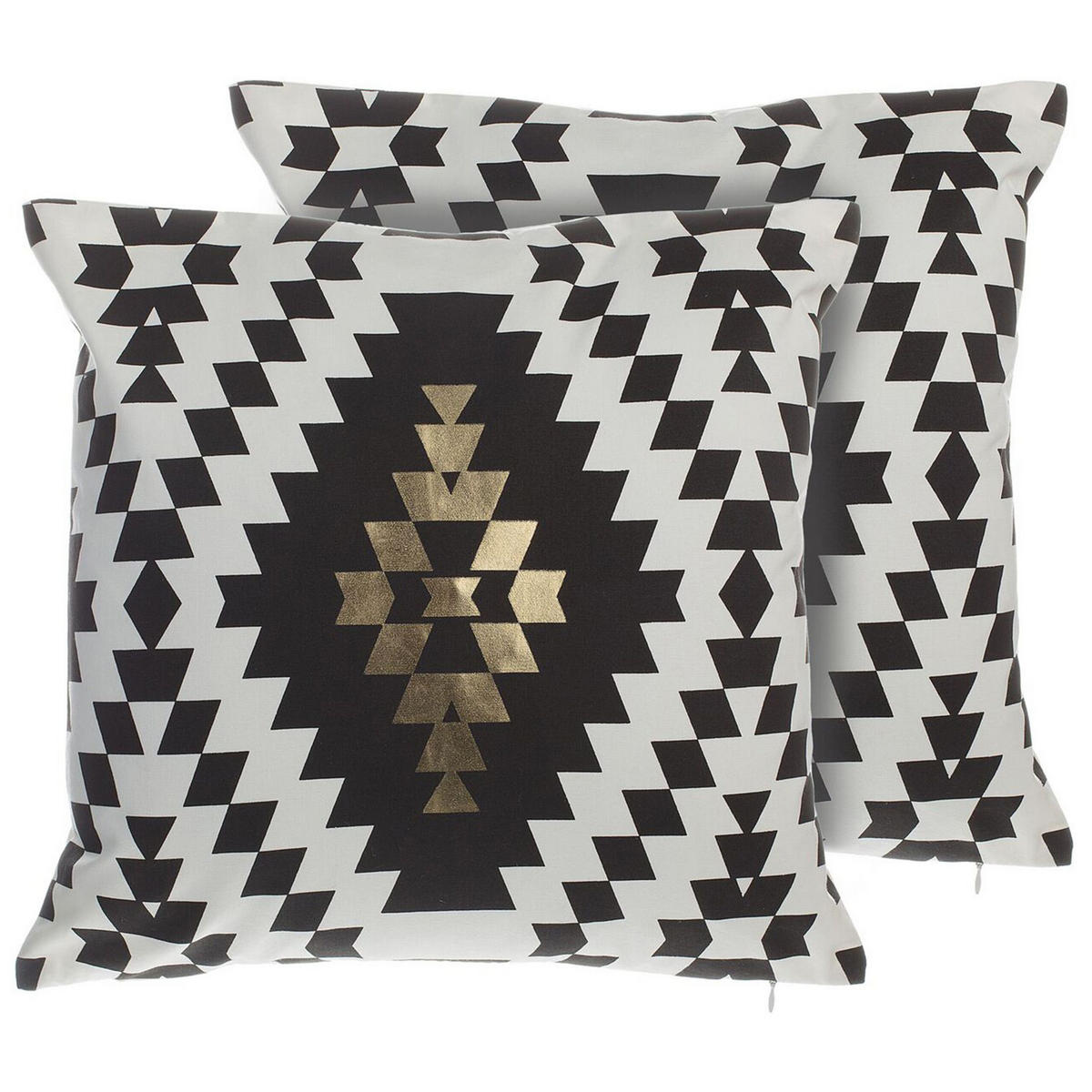 DEKOKISSEN 2er-Set Schwarz-Weiß 45/45 cm Coleus - Schwarz, Naturmaterialien/Textil (45/45cm) - Beliani