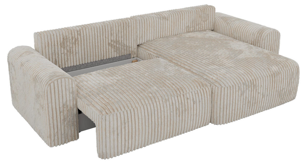 ECKSOFA NEKSON L - Beige Cord - Beige/Schwarz, Kunststoff/Textil (274/152cm) - MKS