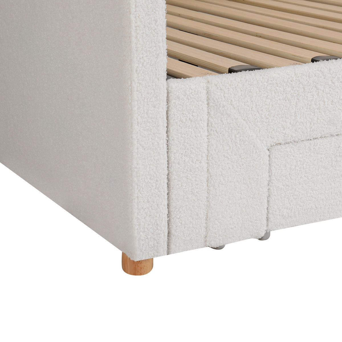 POLSTERBETT aus Schleife 90x200/180x200 cm in Beige mit 2 Schubladen & USB/Typ-C - Beige, Textil (90/200cm) - Modfu