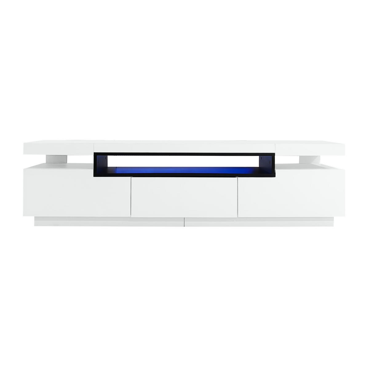 LOWBOARD 160/39/42 cm aus Holzwerkstoff mit LED-Beleuchtung und 3 Schubladen Weiß - Weiß, Holzwerkstoff (160/42/39cm) - Modenvie