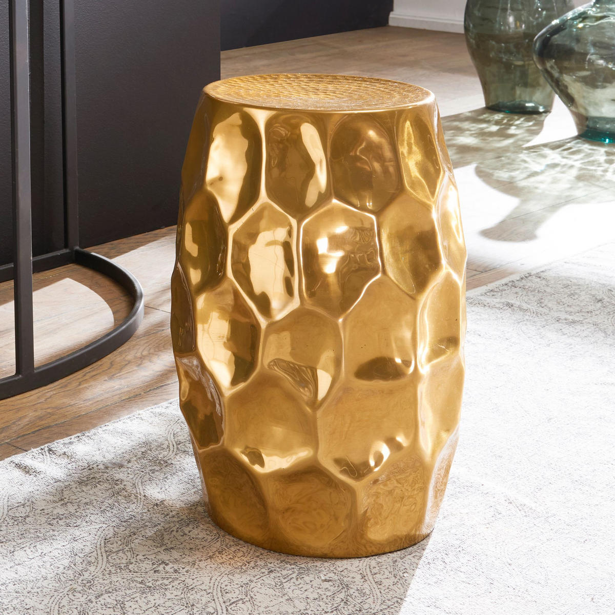 BEISTELLTISCH Aluminium Hammerschlag Pflegeleicht ENNS, Gold 30x30x47 cm - Goldfarben, Metall (30/30/47cm) - KADIMA DESIGN