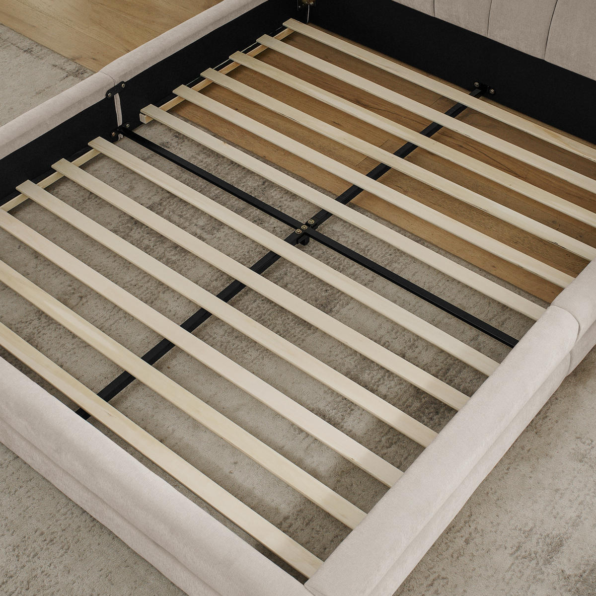 POLSTERBETT 160/200 cm mit ergonomischem Kopfteil und Chenillebezug, Beige - Beige, Kunststoff (160/200cm) - Redom