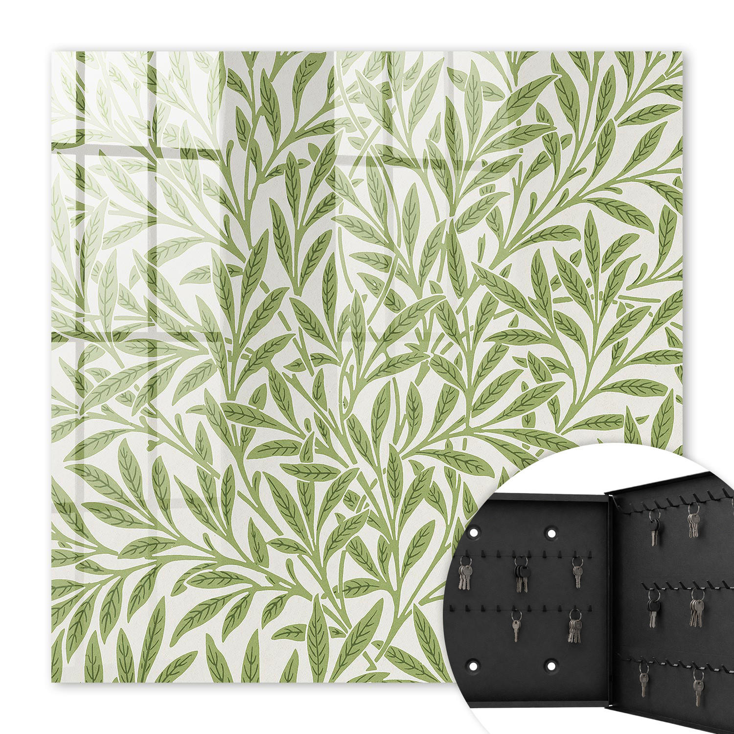 SCHLÜSSELBOX Schwarz 30x30 cm- Türöffnung nach rechts - Grüne Natur - Grün, Metall (30/30/5cm) - TULUP