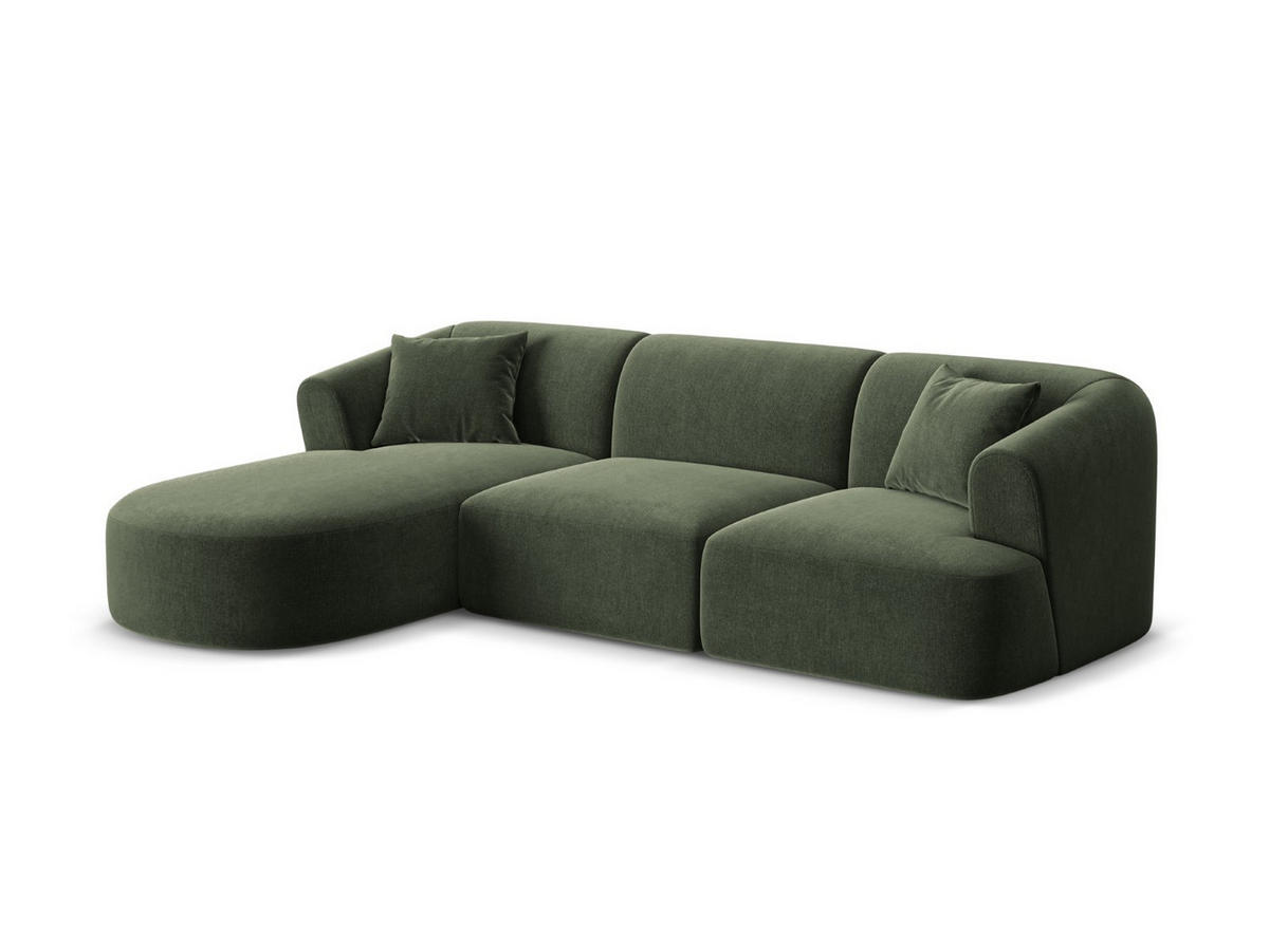MODULARES-ECKSOFA links Campi aus Samt grün 4 Sitzplätze - Grün, Textil (156/256cm) - Cosmopolitan Design