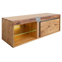 TV-BOARD Wildeiche / Zerreiche 150x48x50 natur geölt NEW AMSTERDAM #01 - Naturfarben, Holz (150/50/48cm) - Massivmoebel24
