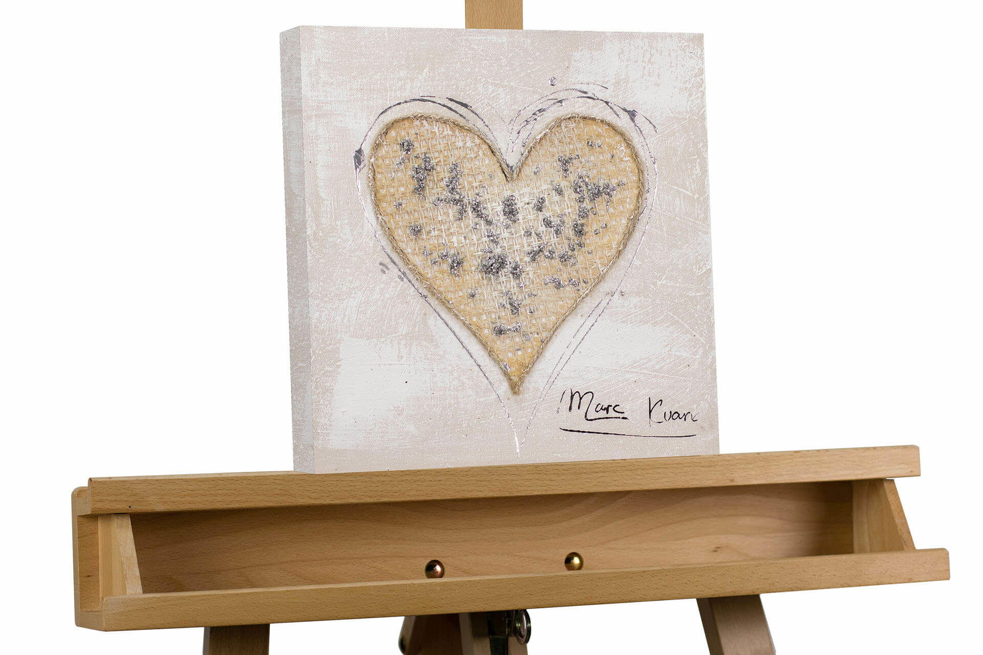 ACRYLBILD HANDGEMALT 30/30 cm - Beige, Holz/Textil (0.36/30cm) - KUNSTLOFT