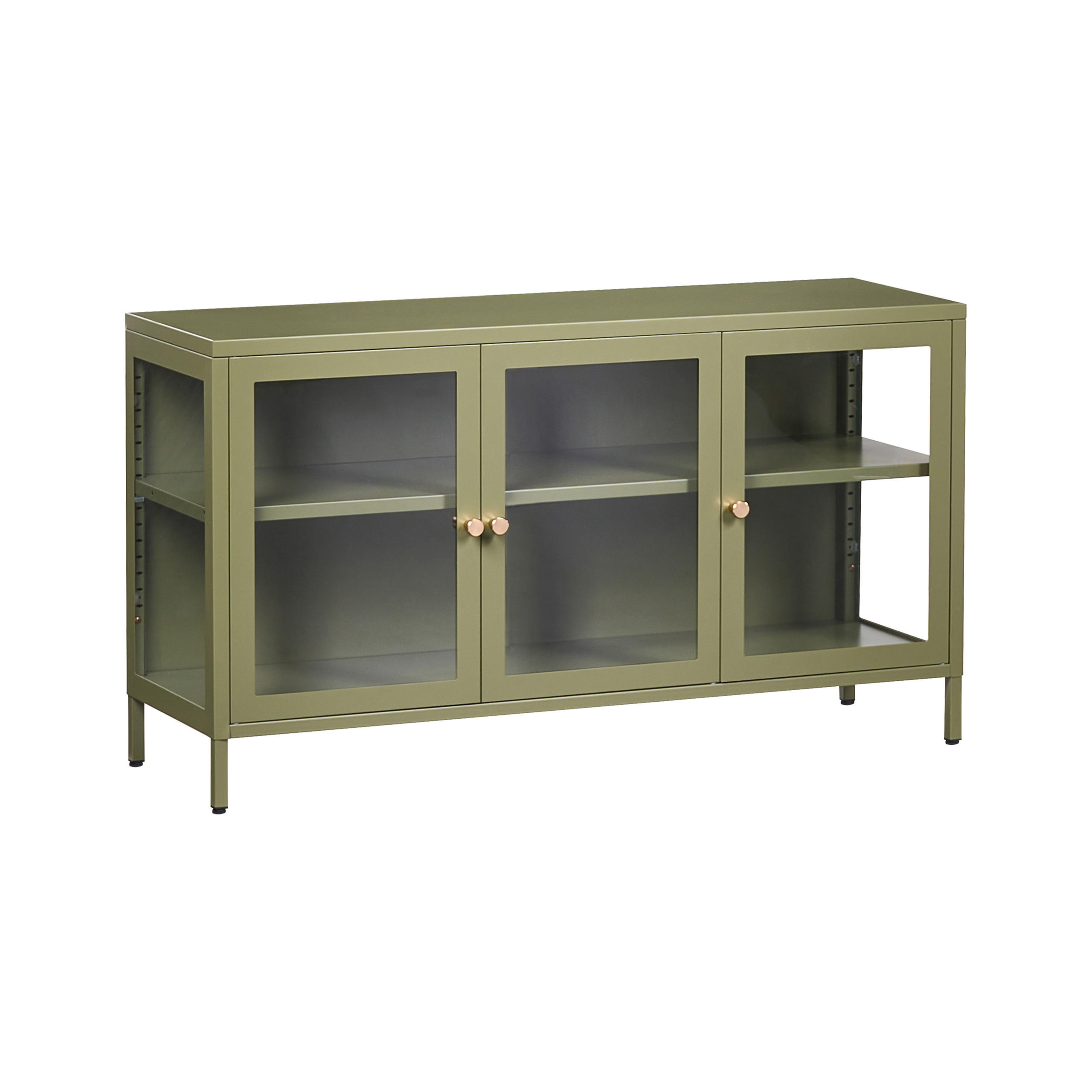 SIDEBOARD mit Glastüren Metall 115 cm Grün Newport - Goldfarben/Grün, Metall (115/64/35cm) - Beliani