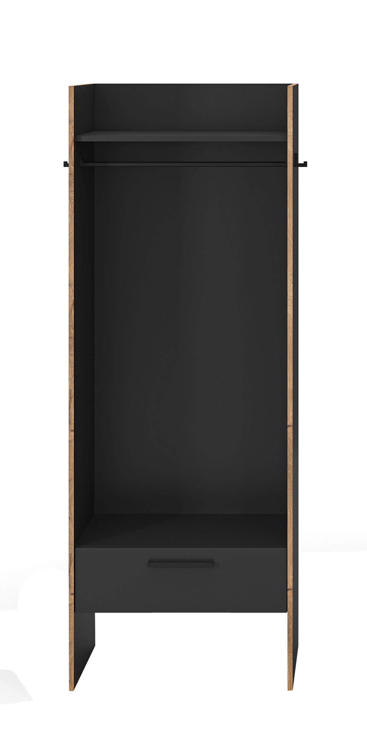 GARDEROBENSCHRANK BUENO (B/H/T: ca. 70/189/37 cm) in Basalt grau/Basalt grau - Grau, Holzwerkstoff (70/189/37cm)