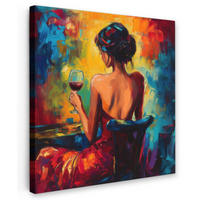 LEINWANDBILD Wein - Frau - Stimmungsvoll - Farbenfroh 20x20 cm - Bordeaux, Textil (20/20cm) - MuchoWow