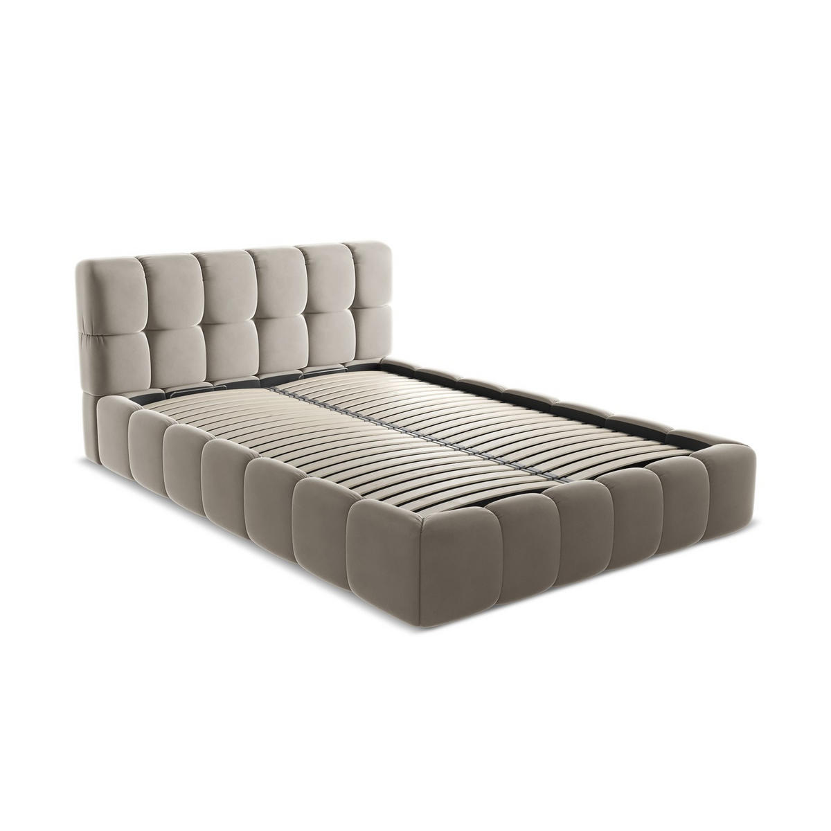 POLSTERBETT mit Bettkasten und Lattenrost 160x228 Grau - Taupe/Schwarz, Kunststoff/Textil (140/200cm) - LaMiaSofa