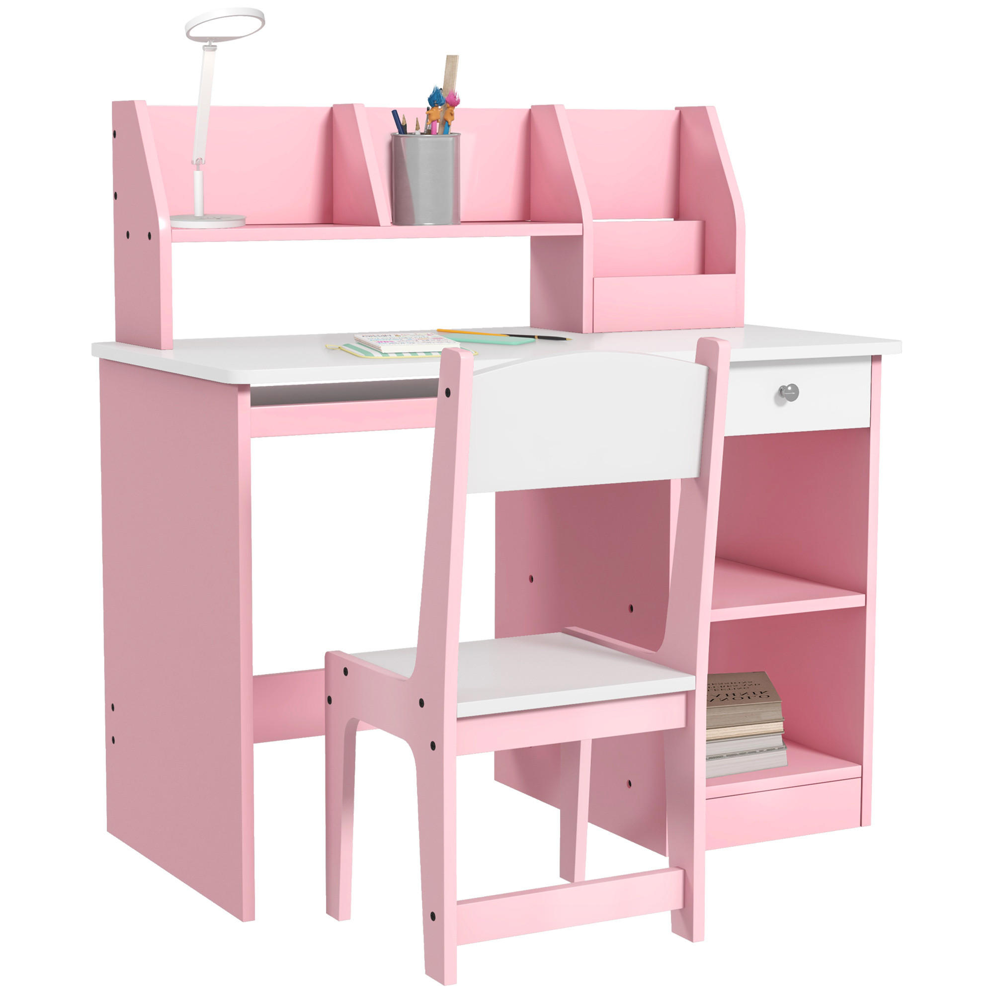 SCHREIBTISCH-SET DE-17537 Rosé - Pink, Holzwerkstoff (90/90/45cm) - ComfortXL