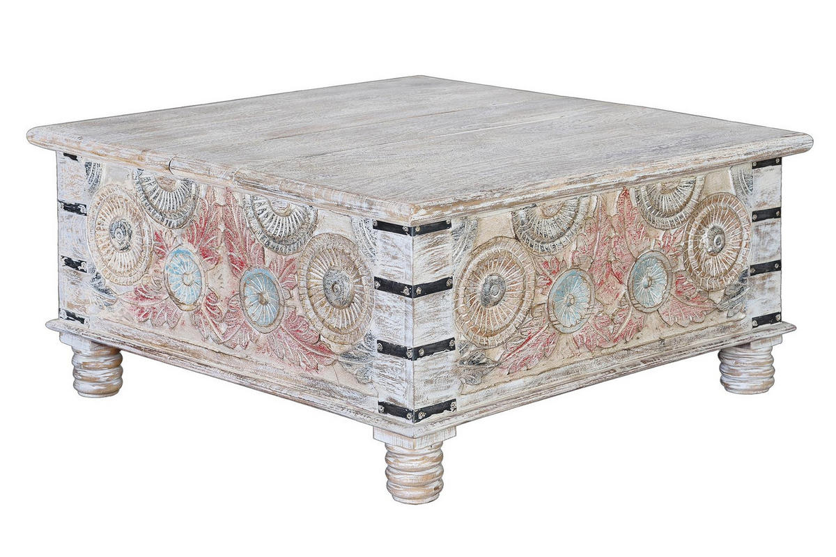 COUCHTISCH aus Mangoholz - Chromfarben, Holz (90/90/45cm) - Giner y Colomer
