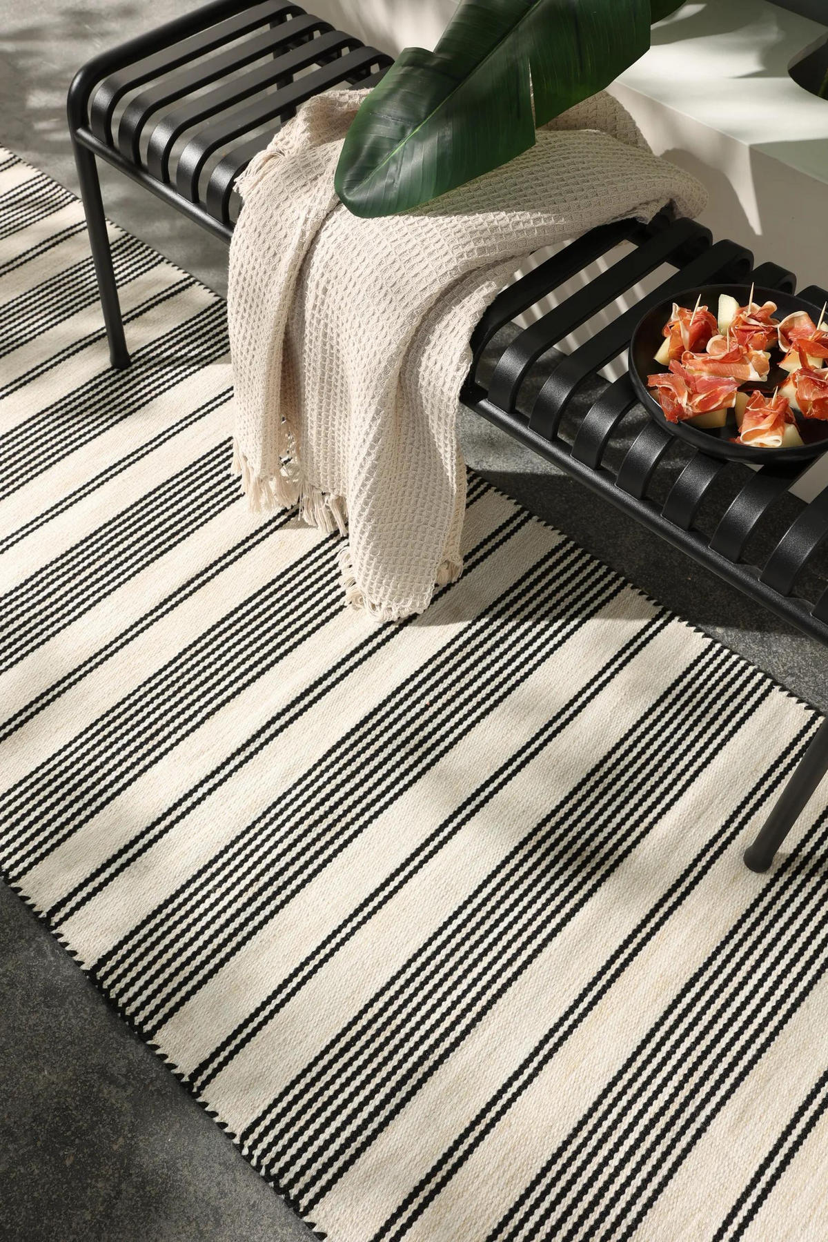 OUTDOORLÄUFER Rida Beige/Schwarz 80/250 cm - Beige/Schwarz, Kunststoff/Textil (80/250cm) - benuta