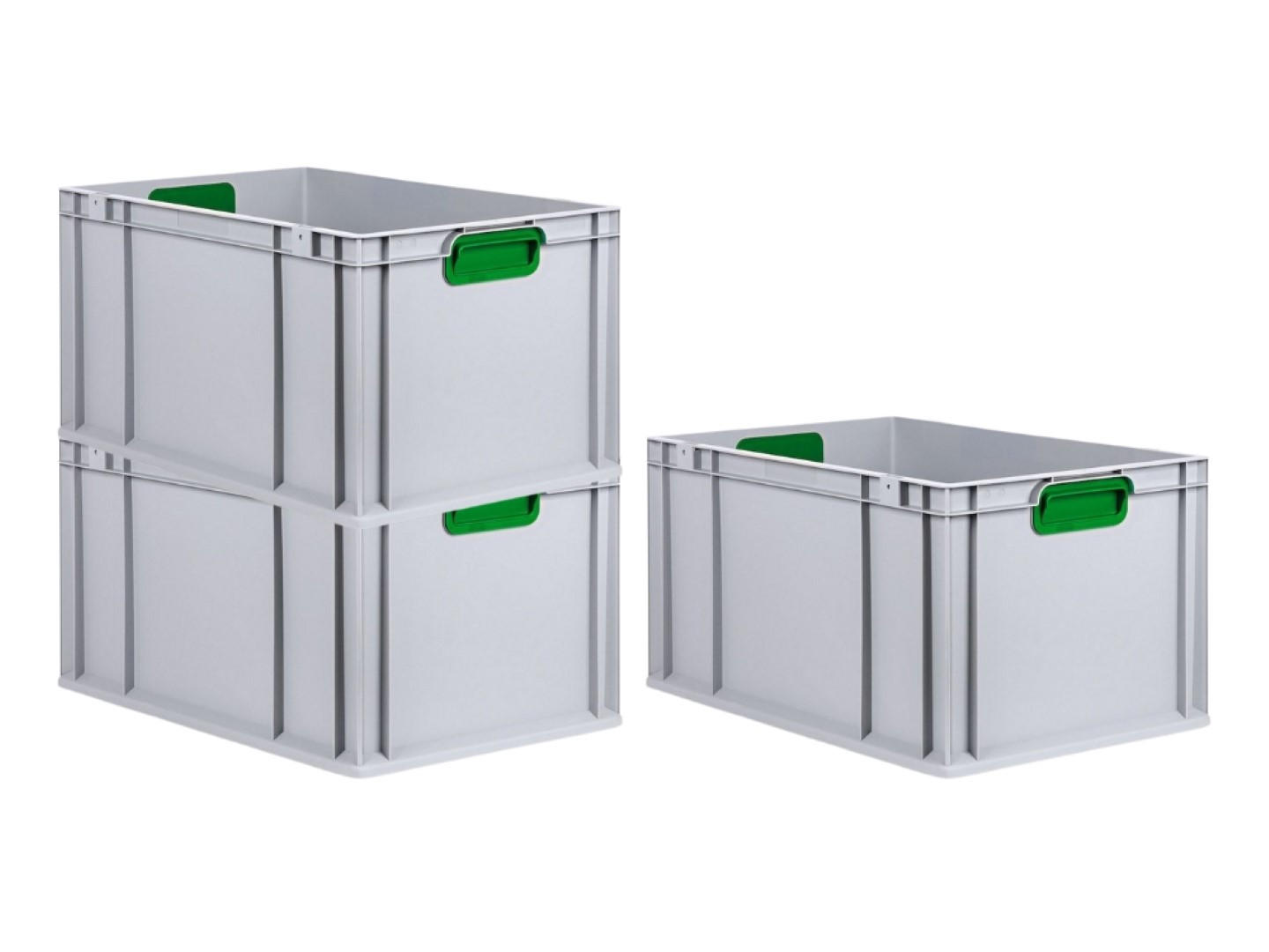 EUROBOX 3x Nextgen Color 32x40x60cm 65 Liter Griffe Grün Geschlossen - Grün, Kunststoff (40/22/60cm) - PROREGAL