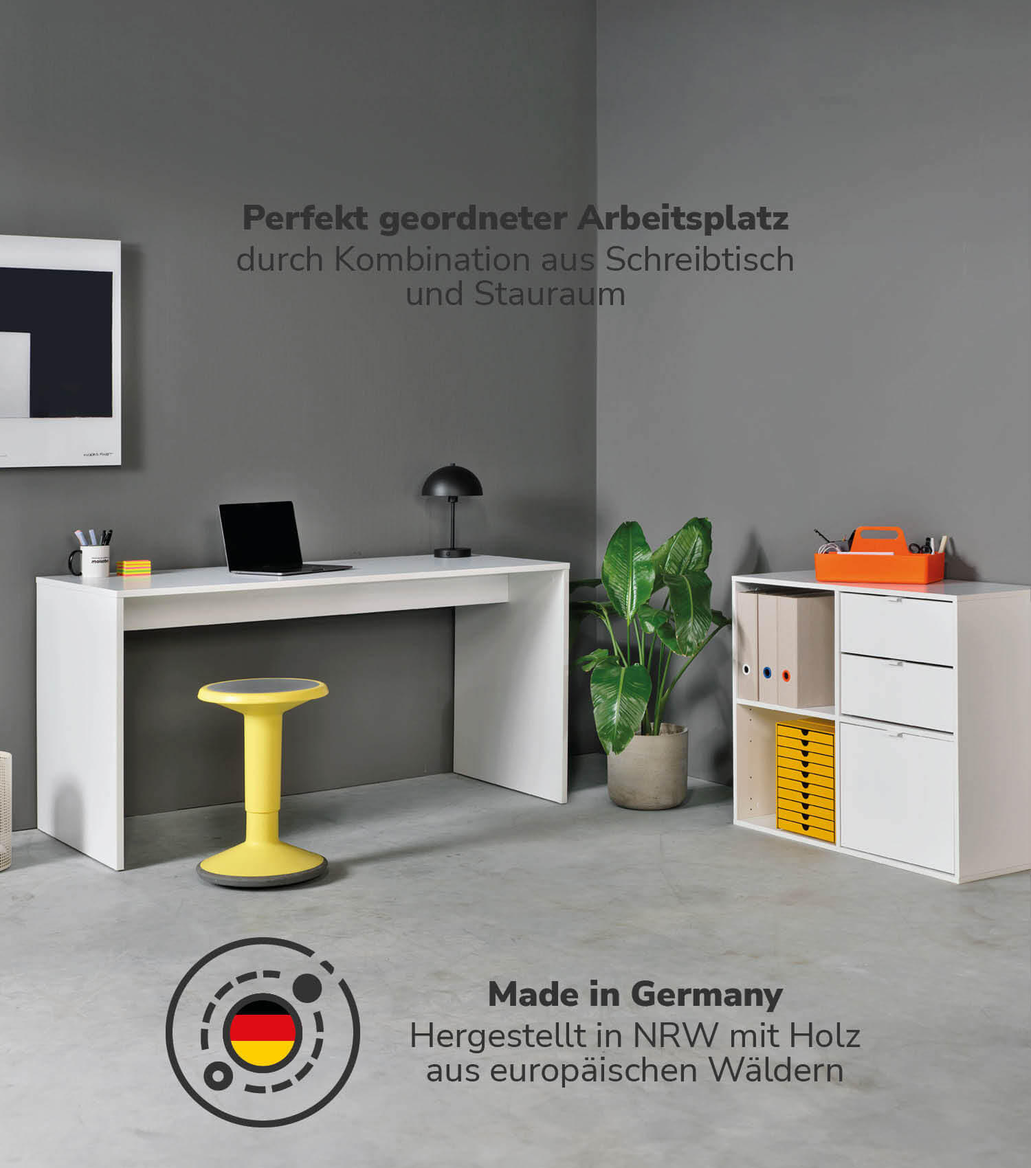 SCHREIBTISCH Der Produktive - Weiß, Holzwerkstoff (65/145/77cm) - Mokebo