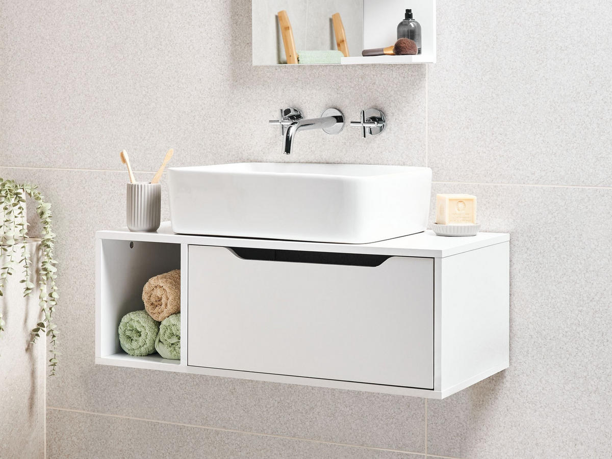 DULAP SUB LAVOAR montat pe perete 80 cm alb Cascavel - alb, compozit lemnos (80/28/40cm) - Beliani