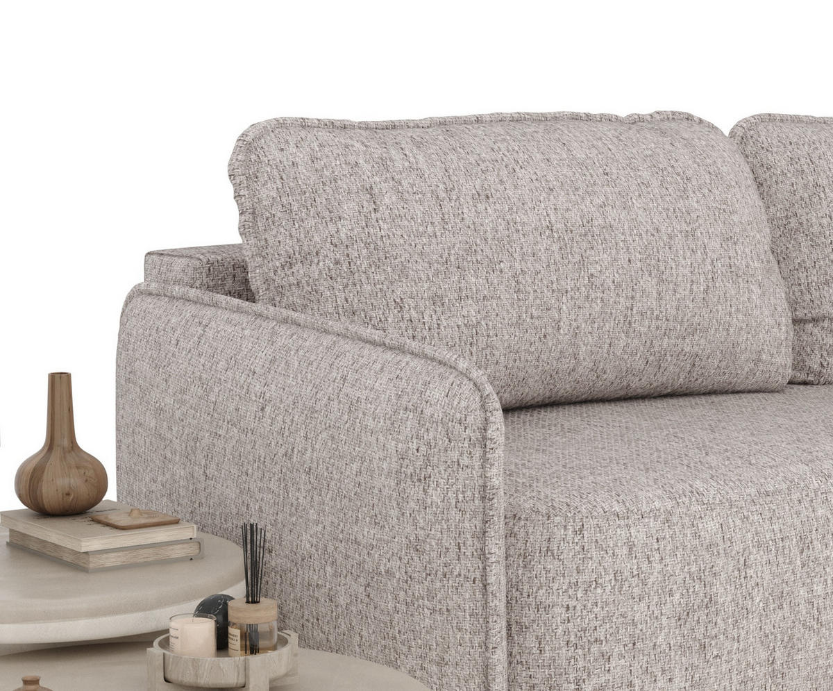 SCHLAFSOFA Mitsis Hellbraun Webstoff - Hellbraun/Schwarz, Holz/Holzwerkstoff (231/93/106cm) - Maison de Reve