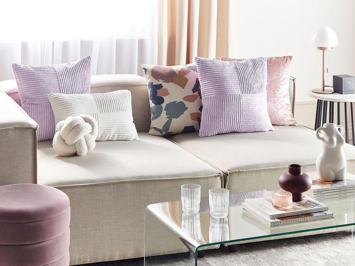 DEKOKISSEN CORD 2er-Set Violett 43/43 cm Millet - Violett, Textil (43/43cm) - Beliani