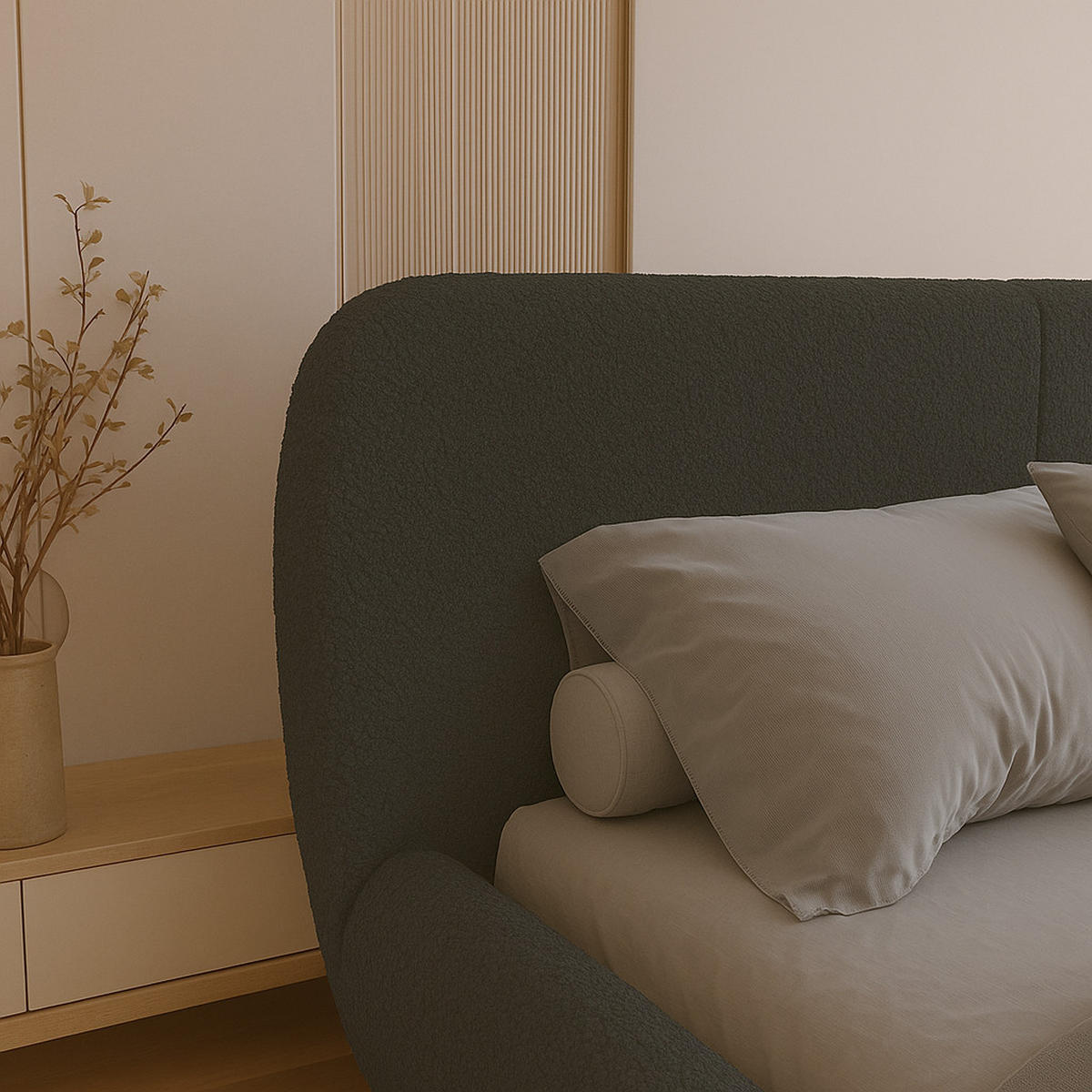 BETT Dunkelgrau ELLE Gepolstert 140x200 cm - Grau, Kunststoff/Textil (140/200cm) - Sepro Meble