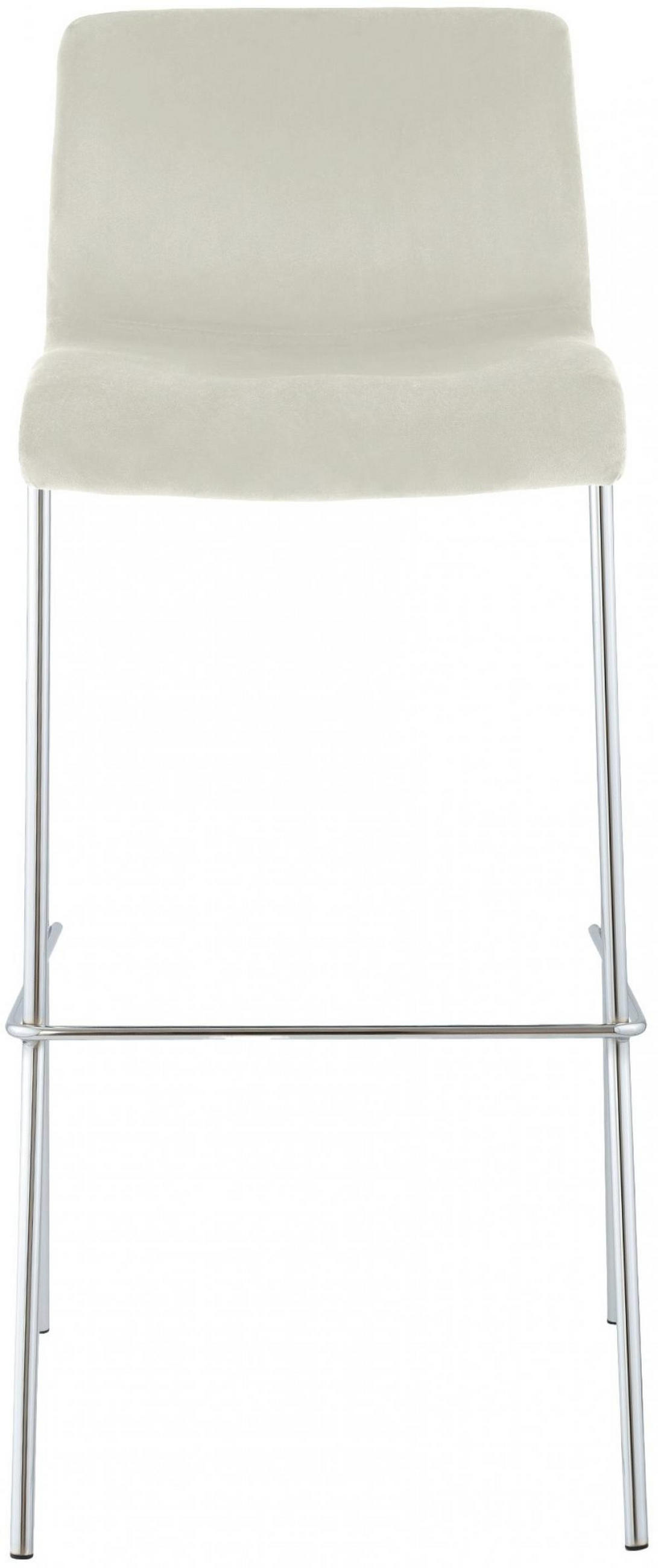 BARHOCKER Samt Creme - Chromfarben/Creme, Textil/Metall (43/100/48cm) - CLP