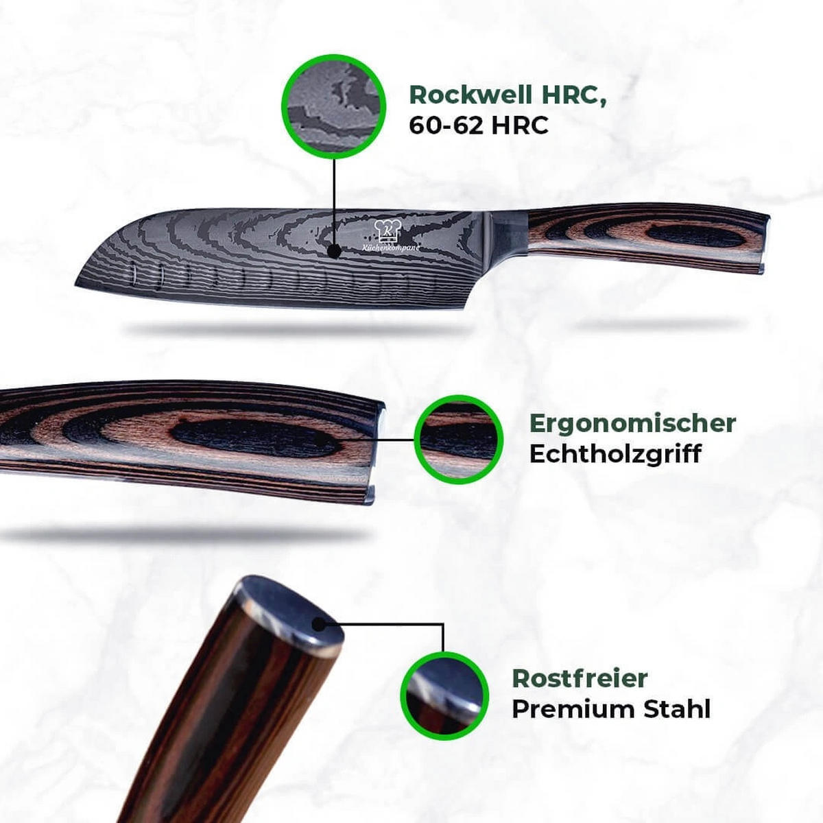 MESSER-SET Jishaku 9-tlg. – Magnetischer Akazienblock & Profimesser - Braun, Holz/Metall - Küchenkompane
