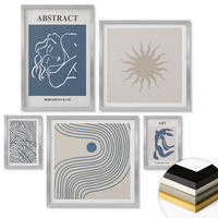 WANDBILDER 5er Set - 50x50 cm & 20x30 cm & 40x60 cm Silberner Rahmen - Matisses stilvolle abstrakte Muster - Silberfarben, Kunststoff (40/60cm) - ArtPrintCave