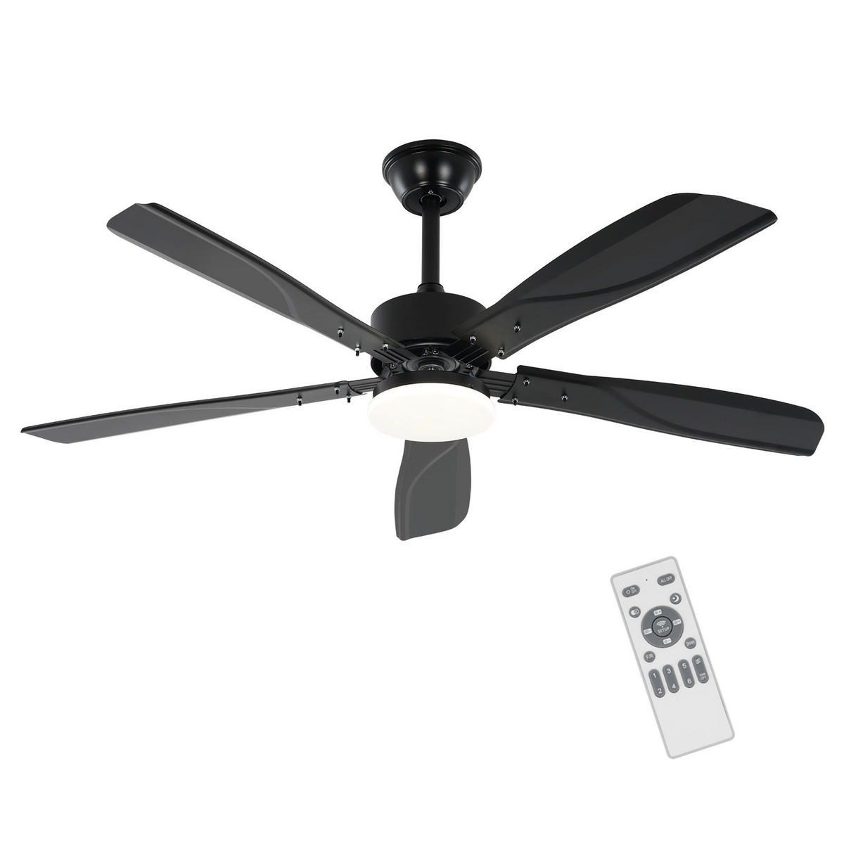 DECKENVENTILATOR Qyren 125/125/42 cm - Schwarz, Metall (125/125/42cm) - ZMH