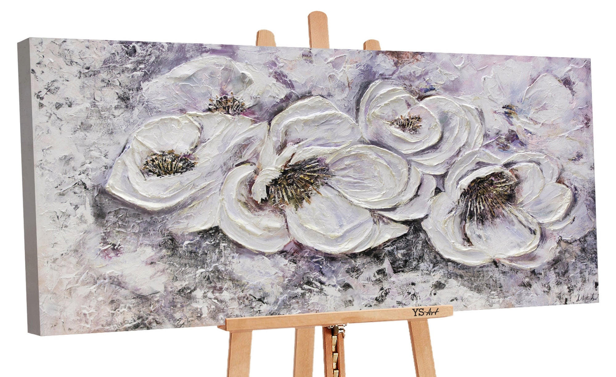 GEMÄLDE Lieblingsblumen auf Keilrahmen 120x60 cm - Beige, Holz (120/60cm) - YS-art gallery