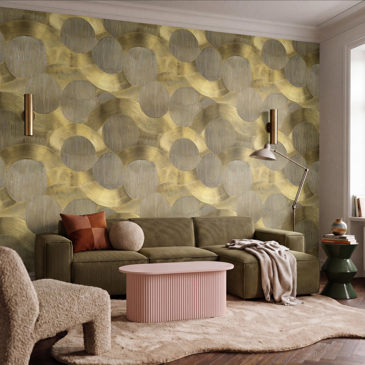 TAPETE - Modern - Geometrisch - Gold - 400x300 cm - Goldfarben, Papier (400/300cm) - OnlyWow