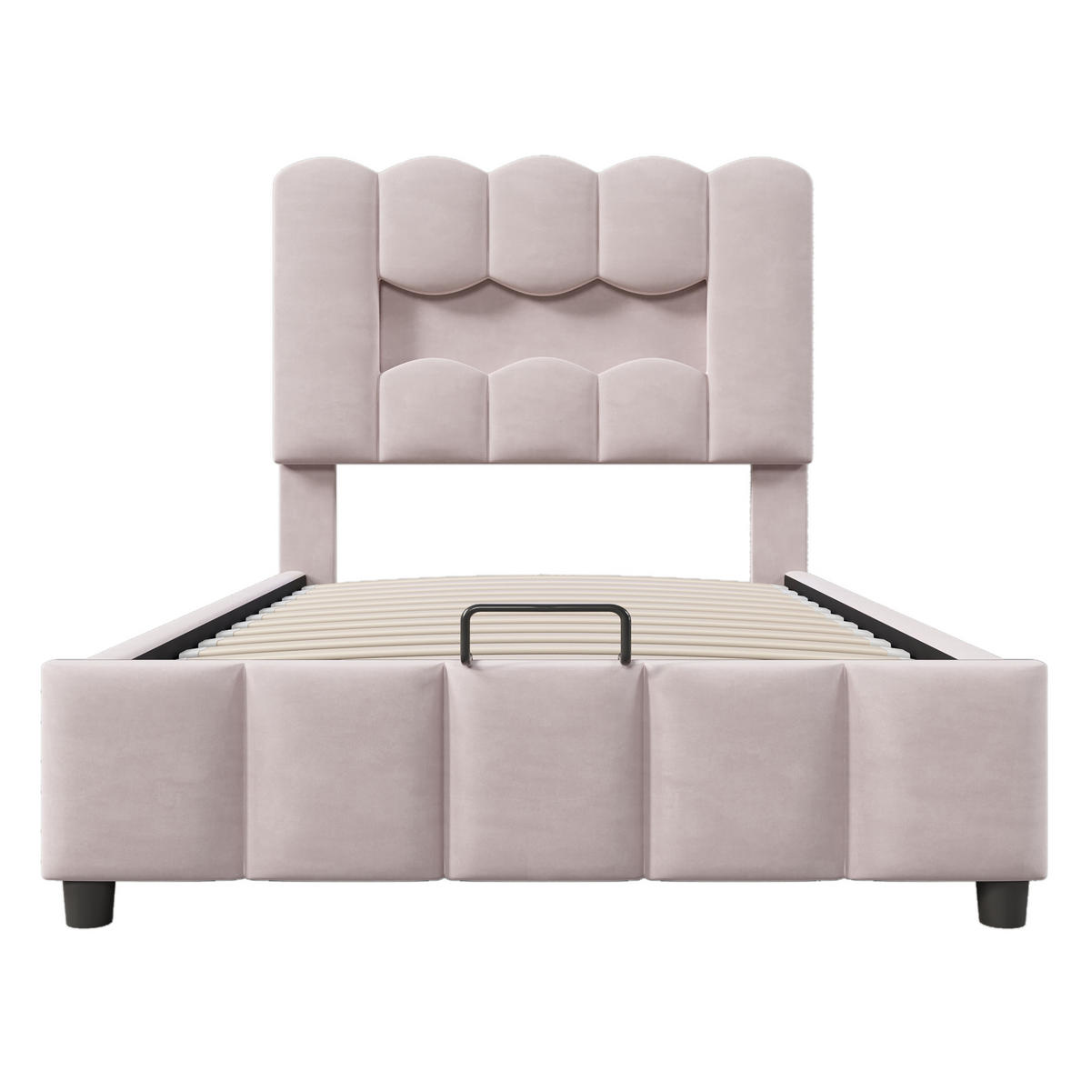 POLSTERBETT 90/200 cm rosa mit LED-Beleuchtung und hydraulischer Stauraumvorrichtung - Rosa, Textil (90/200cm) - OKWISH