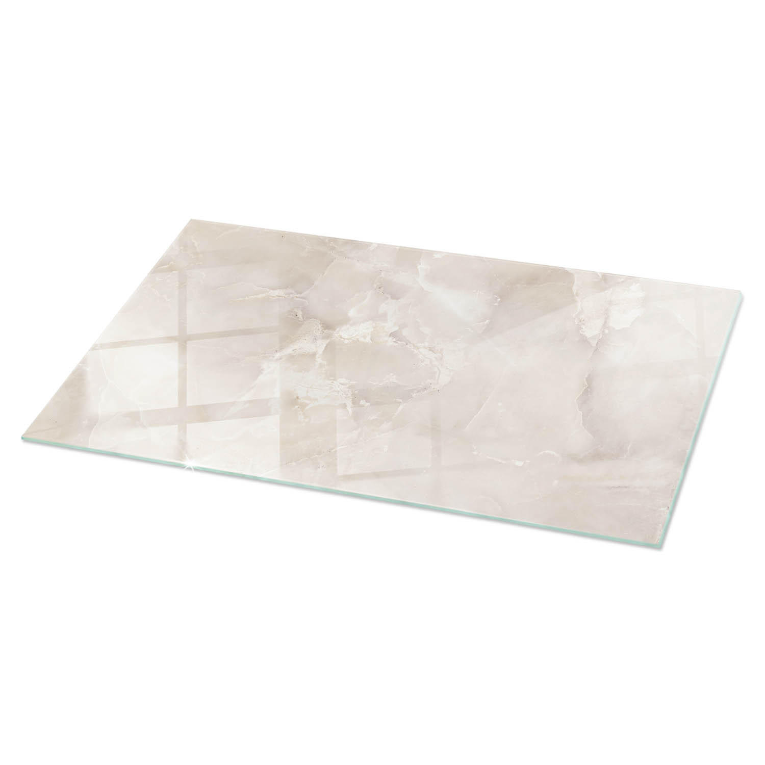 TISCHPLATTE 100x50 cm Marmorstruktur mit Textur - Creme, Glas (100/50/0.4cm) - TULUP