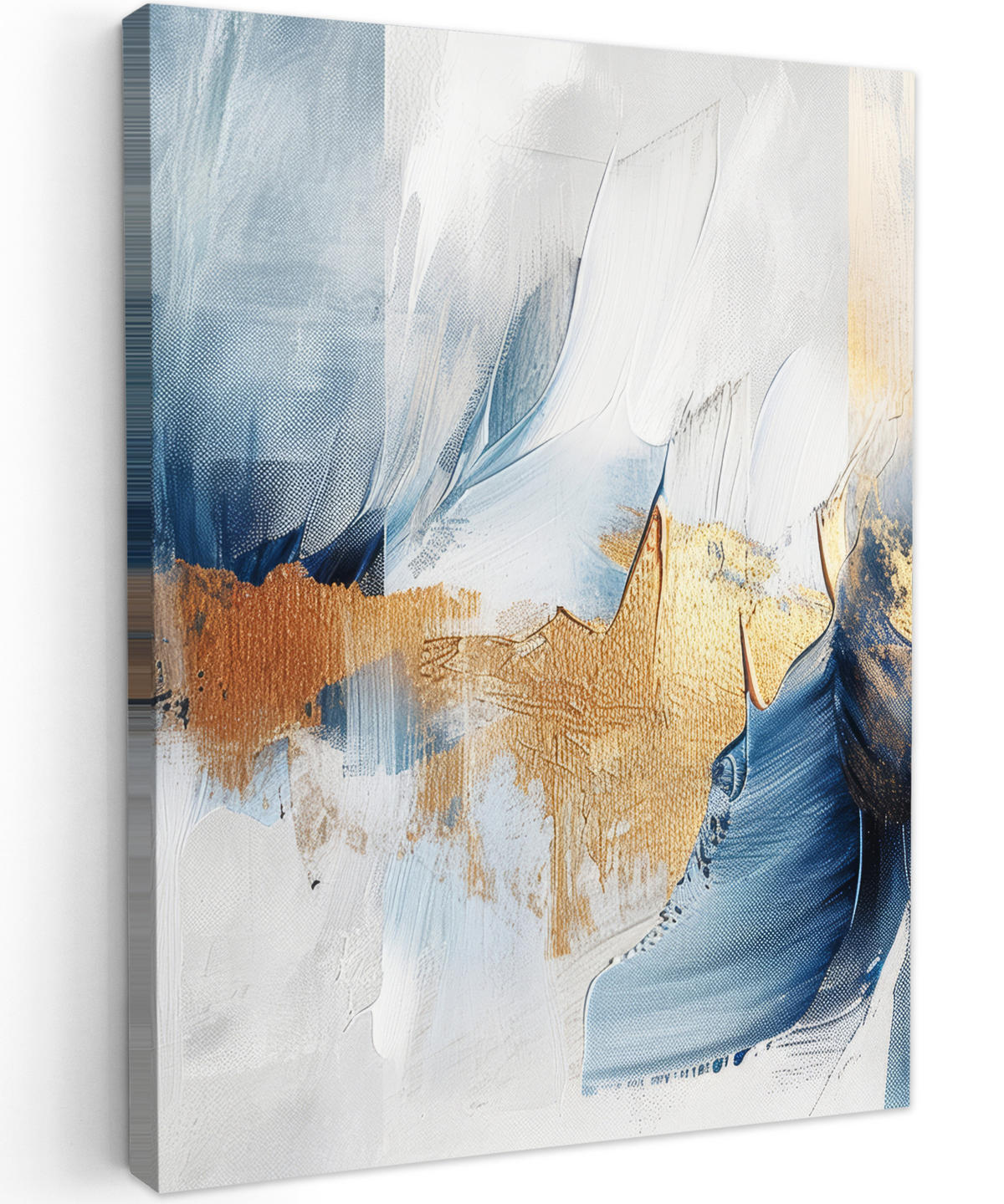 LEINWANDBILD Gold - Blau - Aquarell - Kunst - Modern 60x80 cm - Hellblau, Textil (60/80cm) - MuchoWow