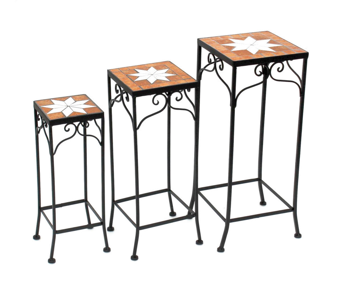 BLUMENHOCKER Mosaik Eckig 3er Set 12011 - Schwarz, Metall (24/62/24cm) - DanDiBo