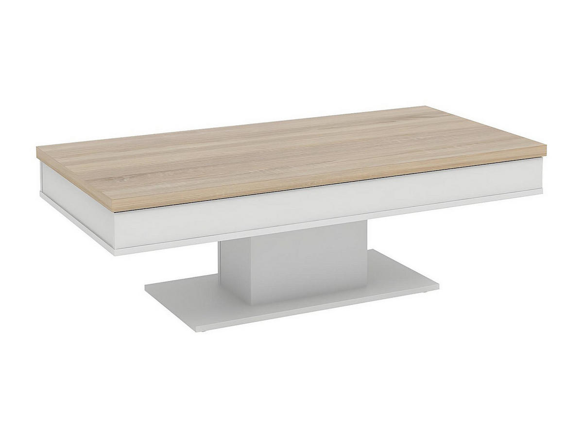 COUCHTISCH mit Stauraum - Eichenholz-Optik - Weiß - ASTULIA - Naturfarben, Holz (59/146/40.2cm) - Vente-Unique