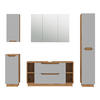 BADMÖBEL-SET Lotta Eiche/grau gestreift 5 Teile - Grau, Holzwerkstoff (119.2/62.5/35cm) - Vicco