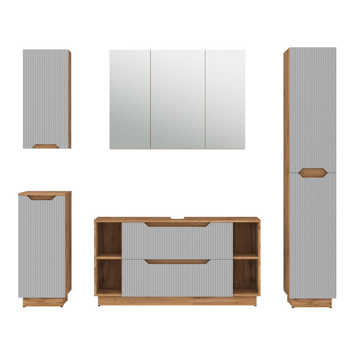 KOUPELNOVÝ NÁBYTEK Lotta Dubový/šedý pruhovaný - šedá, kompozitní dřevo (119.2/62.5/35cm) - Vicco