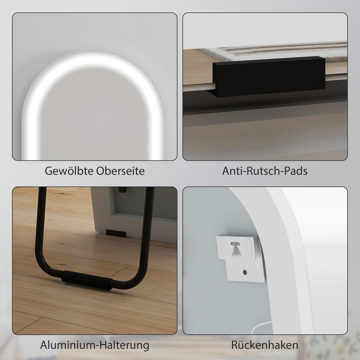 Ganzkörperspiegel Hartglas Weiß - Weiß, Glas (40/150/2.9cm) - HOMCOM